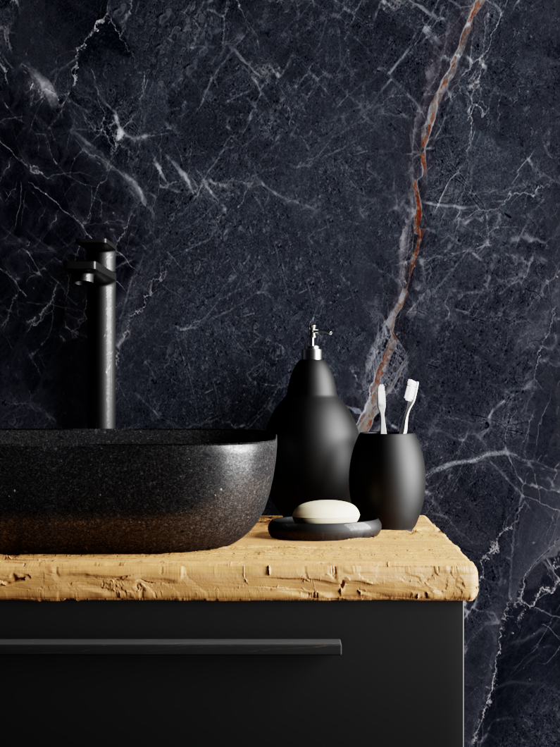 CHECK Smart Wall Tile 30004M Marmor Carrara-Blau (3050x1120x8mm)