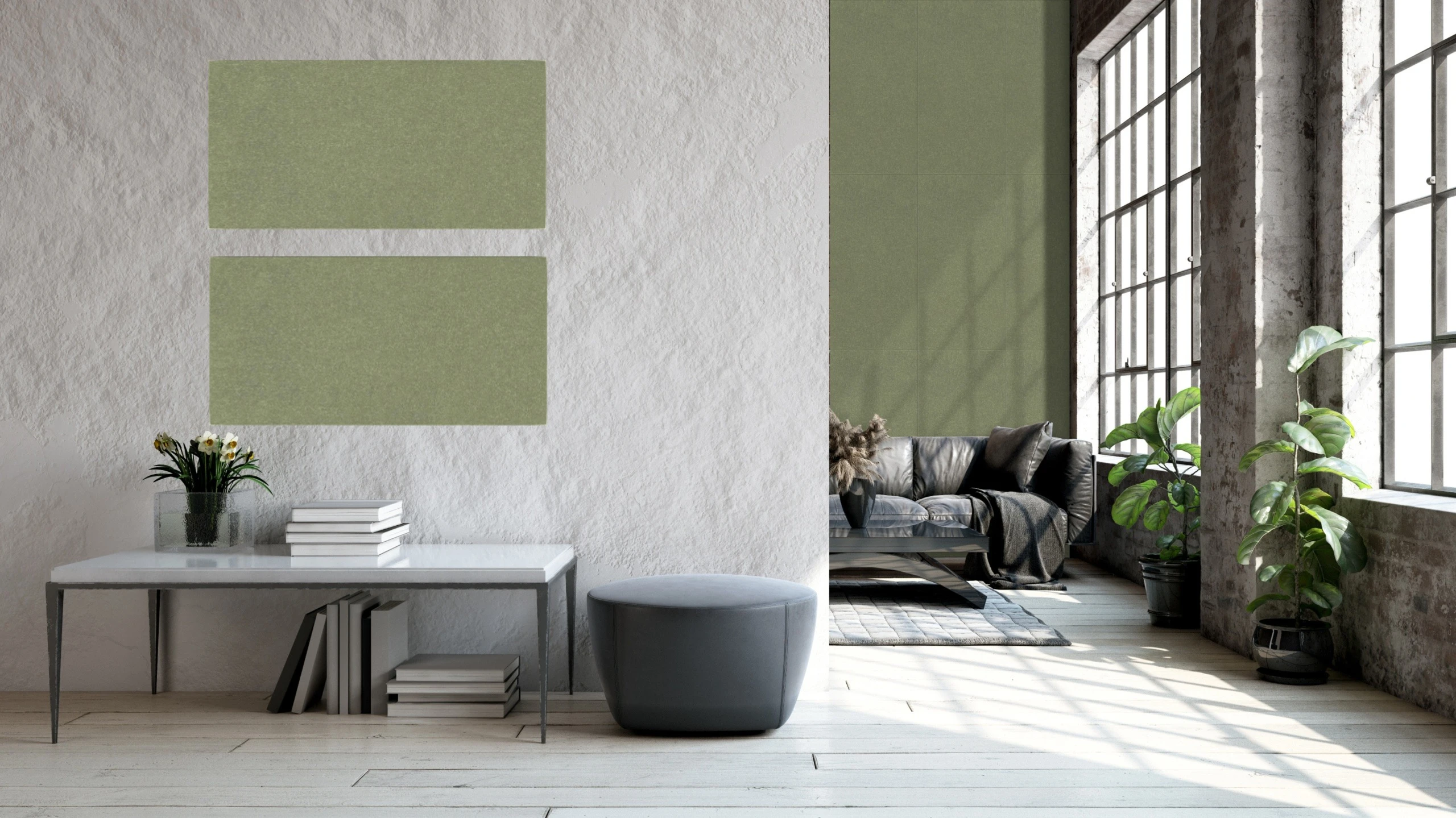 Wandpaneel Jangal Modular Wall colored PET bevelled 11212B Sage Green 52 x 104cm