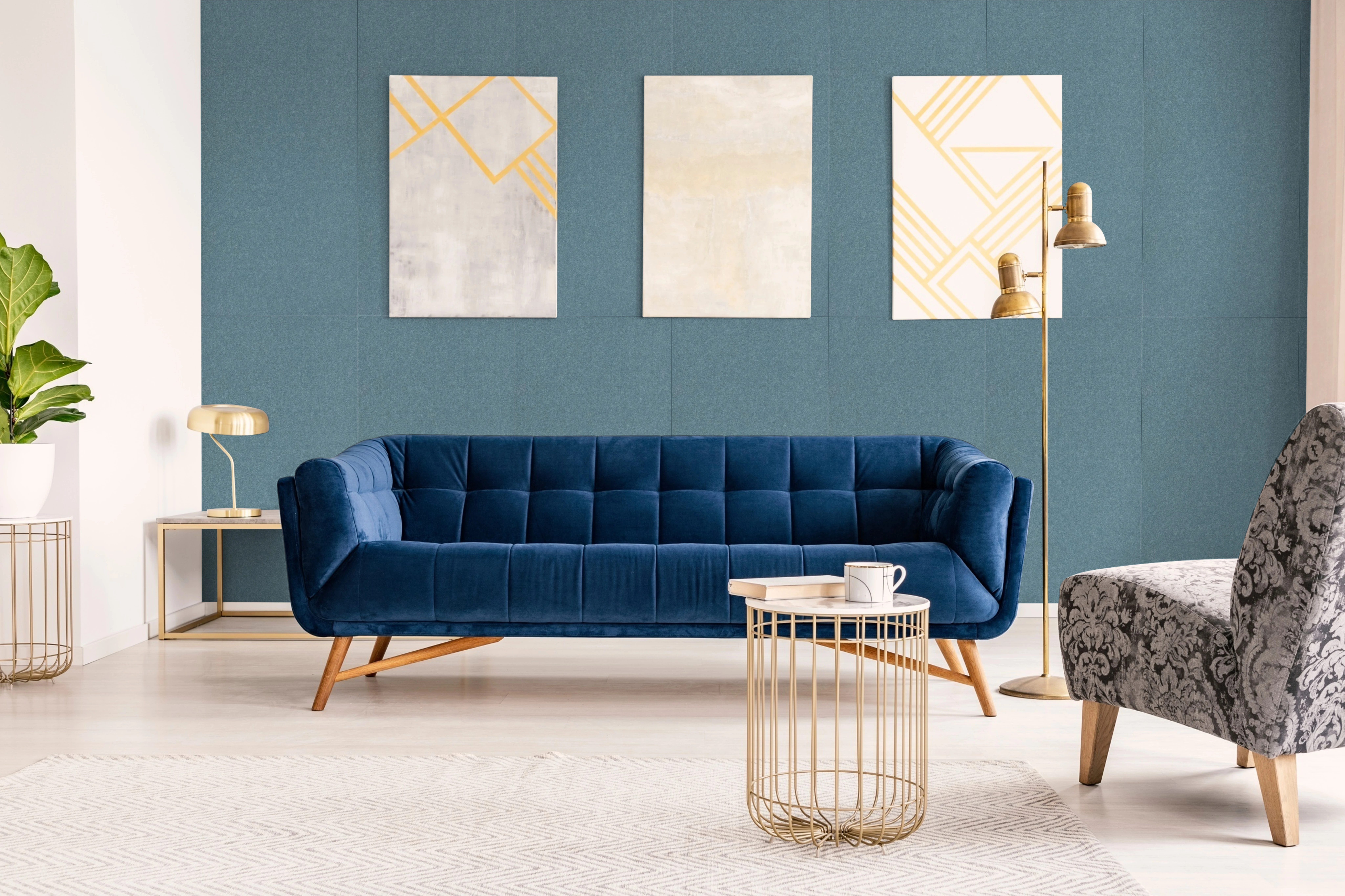Wandpaneel Jangal Modular Wall colored PET bevelled 11214B Ice Blue 52 x 104cm