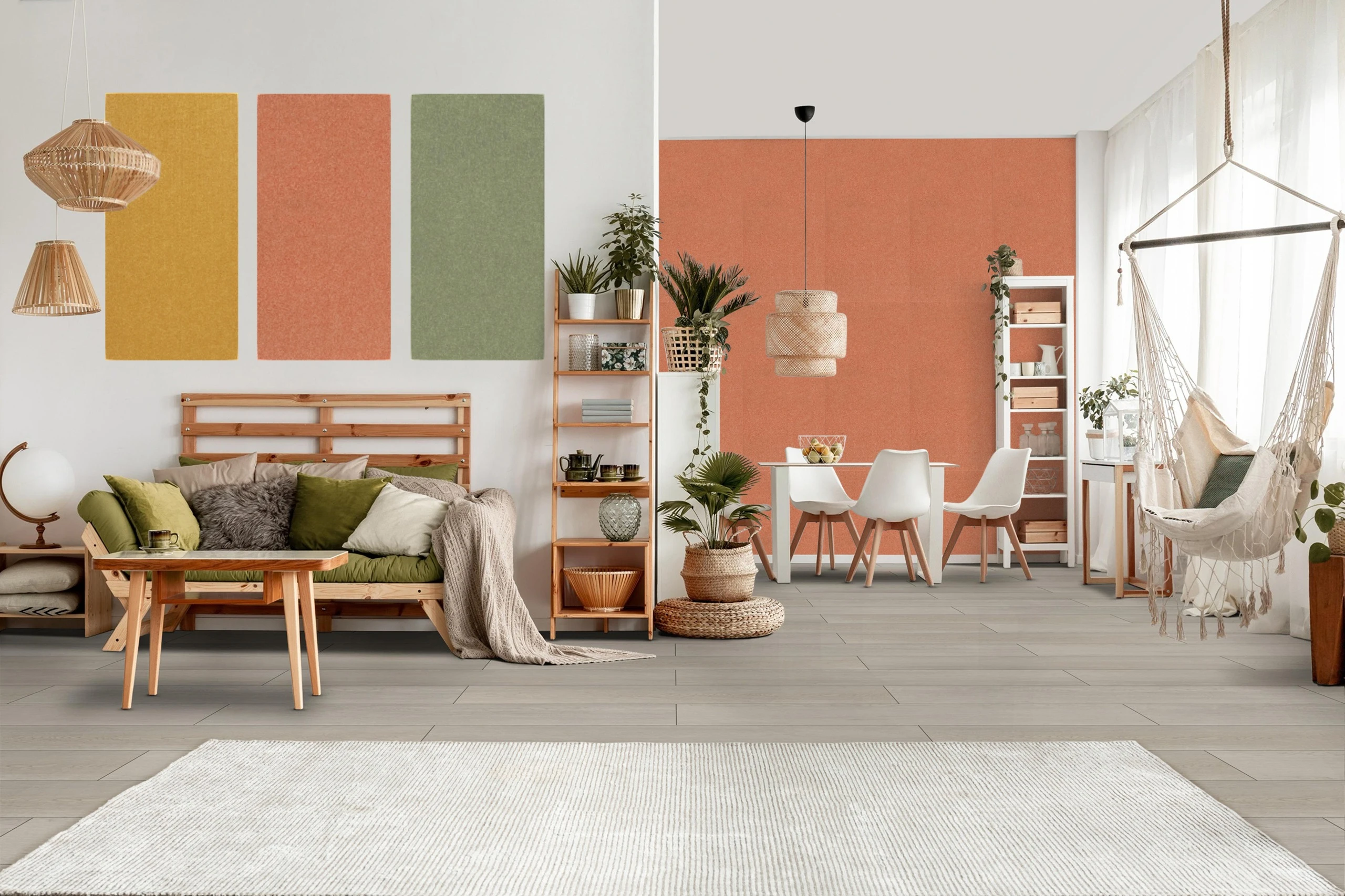 Wandpaneel Jangal Modular Wall colored PET bevelled 11212B Sage Green 52 x 104cm