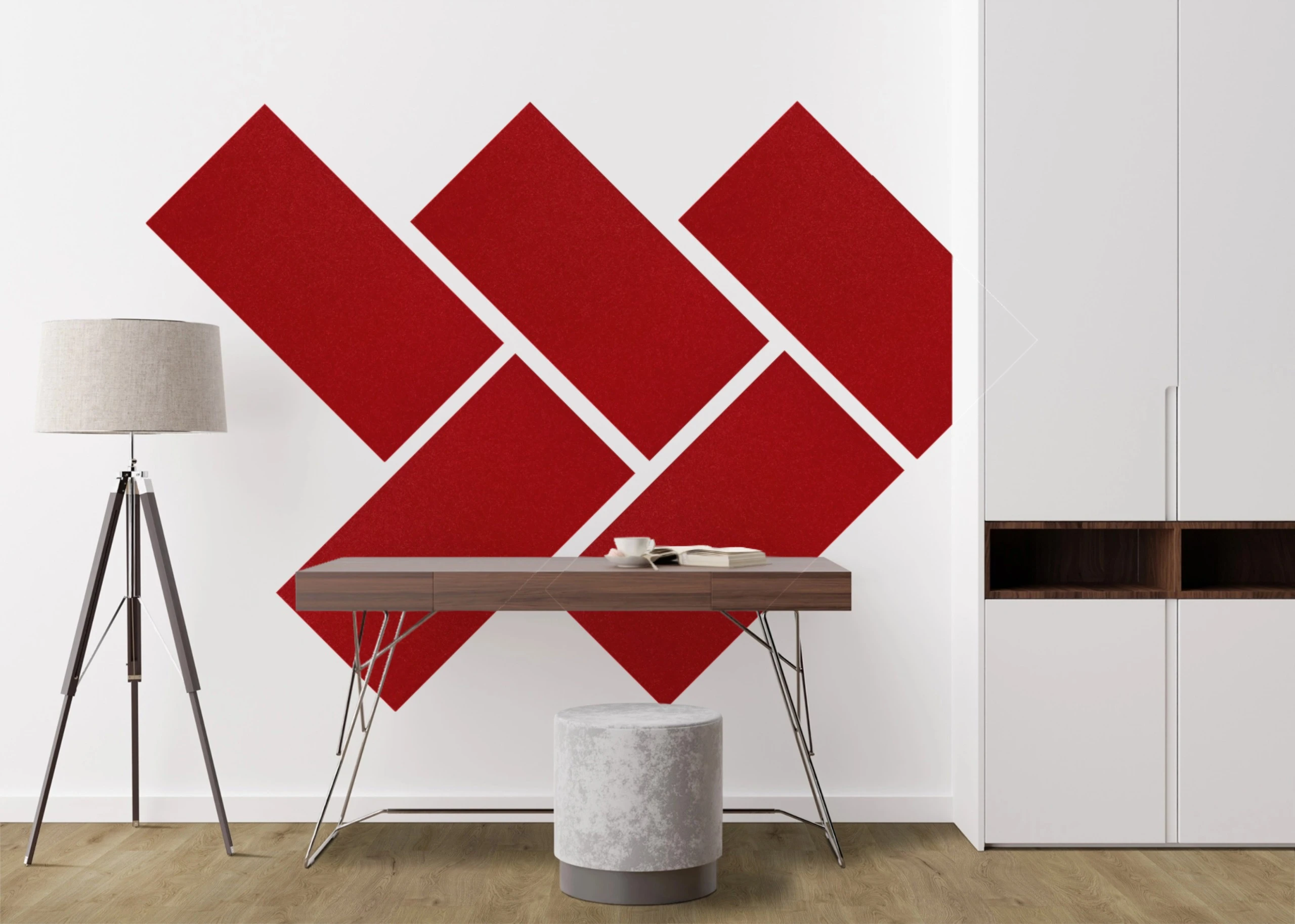 Wandpaneel Jangal Modular Wall colored PET bevelled 11217B Cherry Red 52 x 104cm