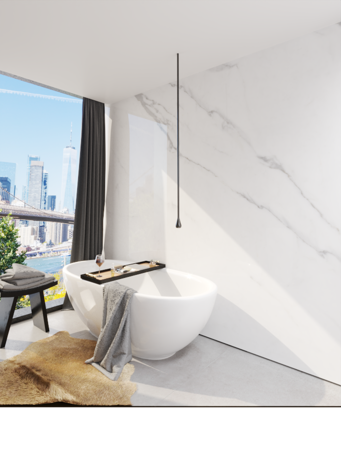CHECK Smart Wall Tile 30001HG Marmor Lasa-Weiß HG (3050x1120x8mm)